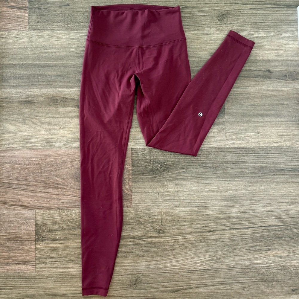 Lululemon Red Merlot High-Waisted Wunder Train Leggings Size 6